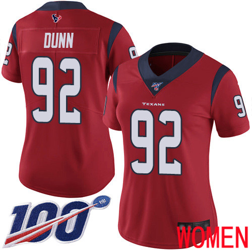 Houston Texans Limited Red Women Brandon Dunn Alternate Jersey NFL Football #92 100th Season Vapor Untouchable